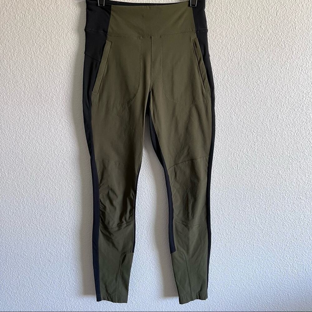 Athleta Highline Hybrid Ankle‎ Tight Dark Green Black Leggings